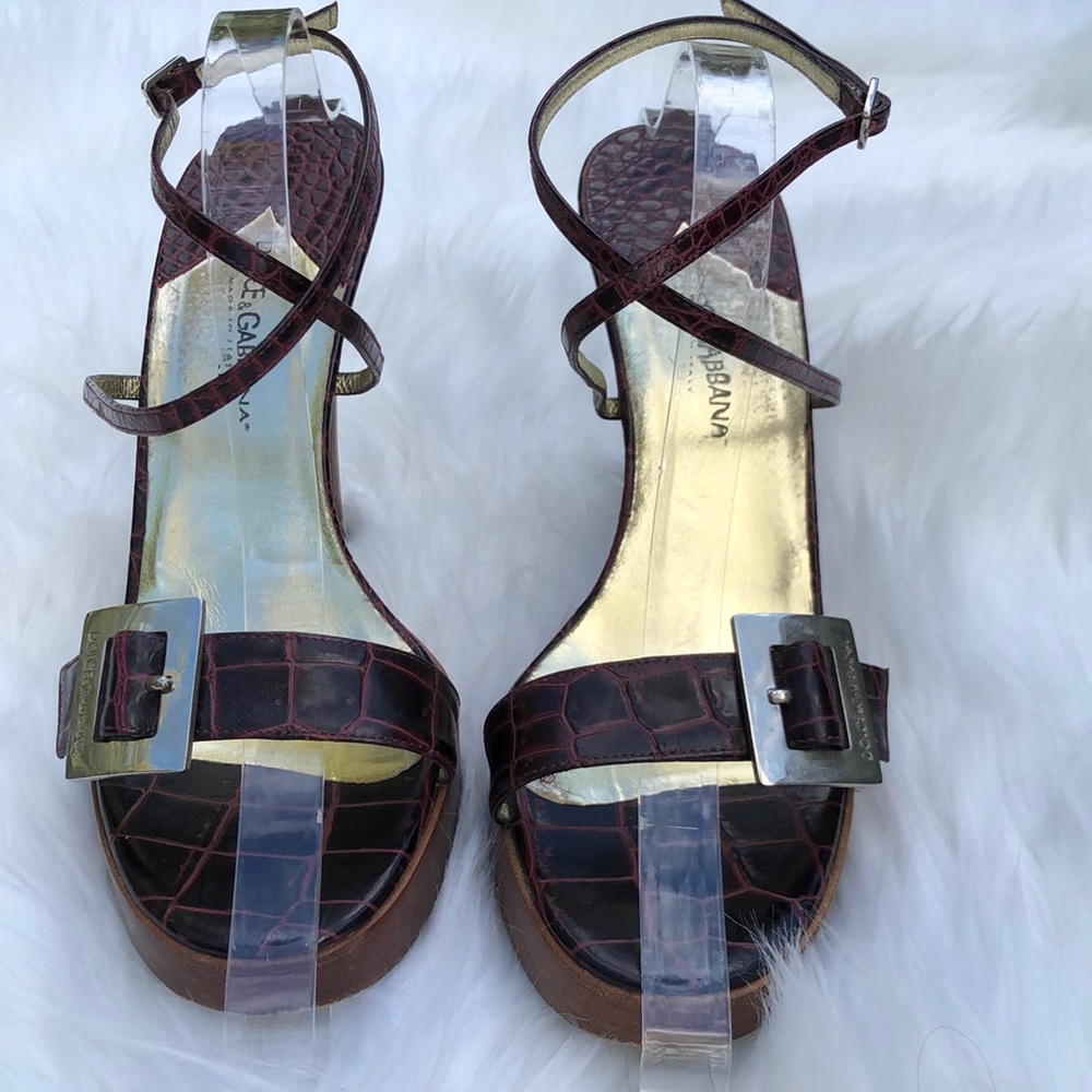 Dolce & Gabbana Leather Animal Print Heels SZ 38